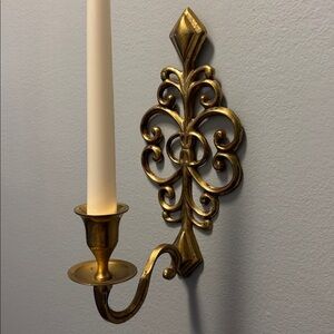 Brass Wall Sconce with Candle Holder (set of 2)